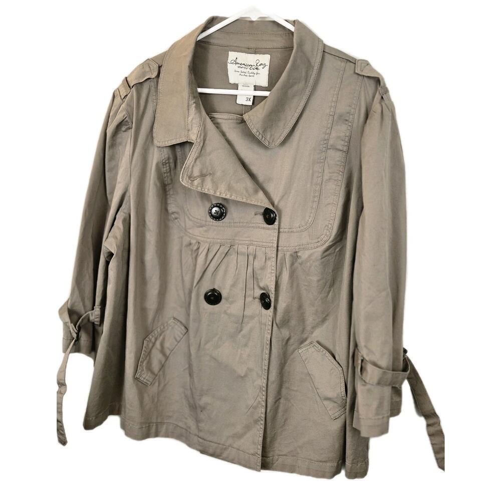 American Rag Jacket Double Breasted Classic Minimalist PLUS 3X Cottage Beige NWT